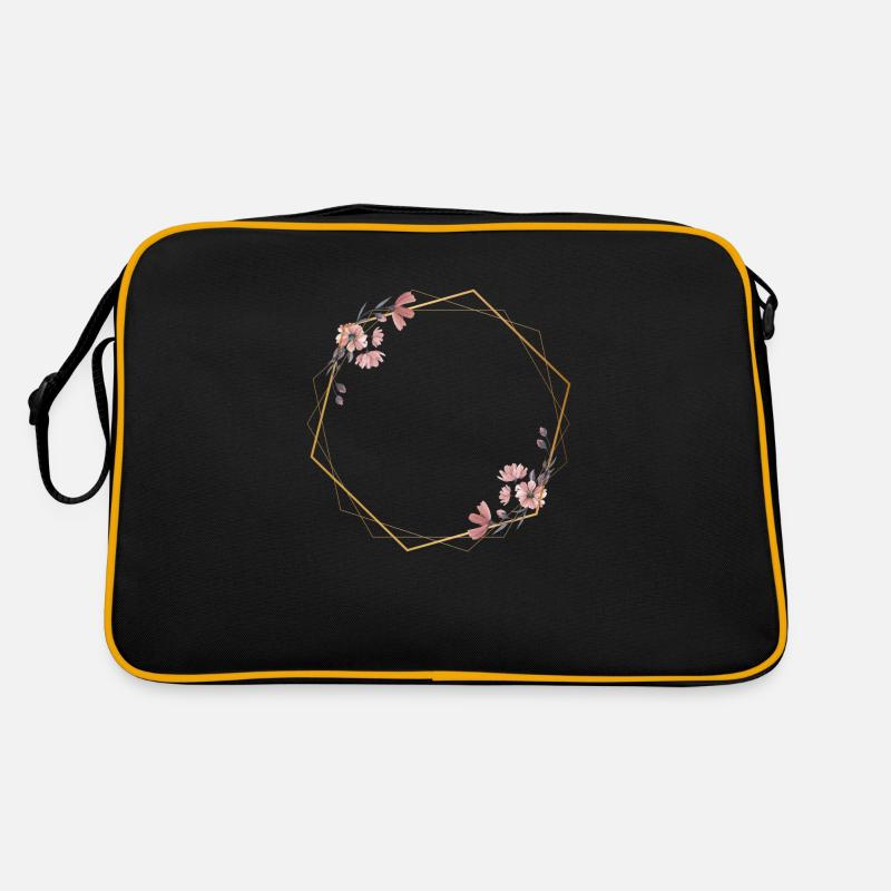Geometric elegance with pink flowers Retro Bag