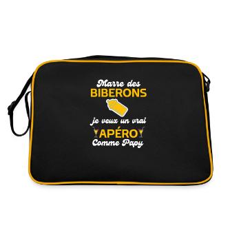 marre des biberons je veux un apéro comme papy - Sac Retro - noir/or - Dos