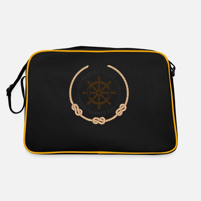 Ein Skipper muss tun Kordel 3 Knoten - Retro Tasche - Schwarz/Gold