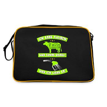 ICH ESSE FLEISCH und fahre Diesel und ich liebe es - Retro Tasche - Schwarz/Gold - Hinten