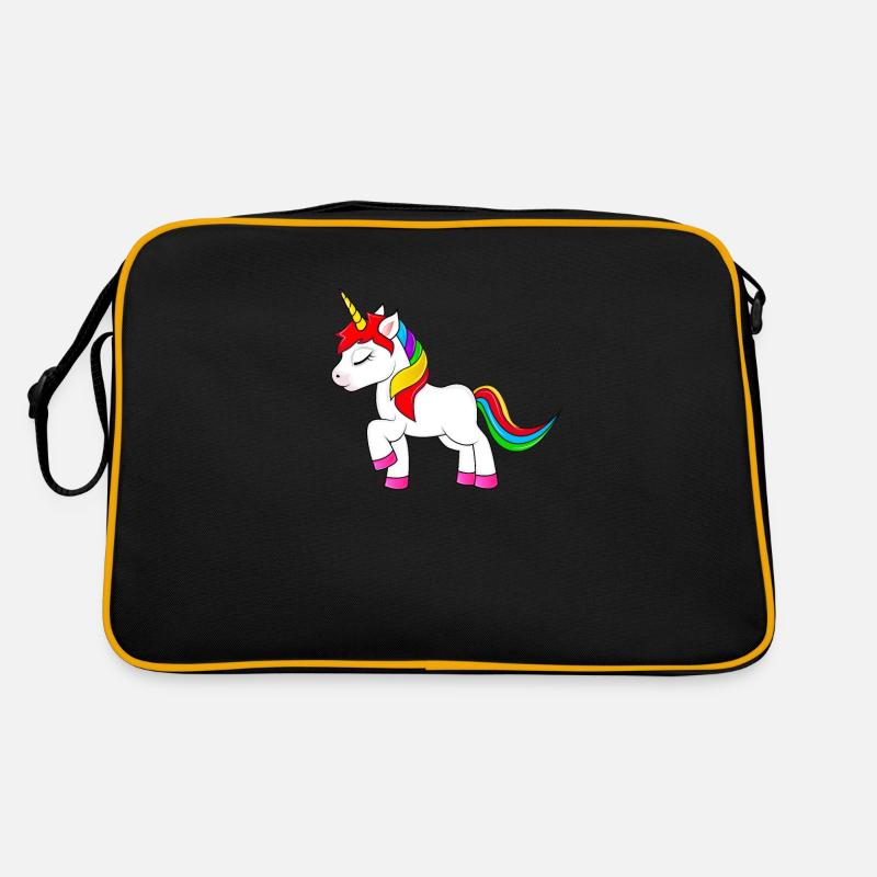 Süßes Einhorn - Retro Tasche - Schwarz/Gold