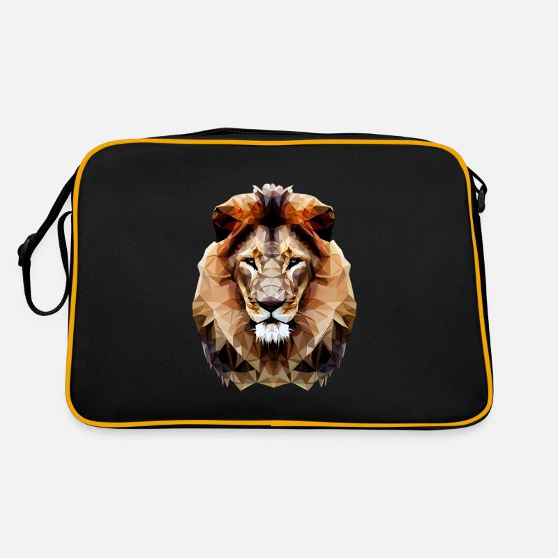 Moderner Polygon Löwe - Retro Tasche - Schwarz/Gold
