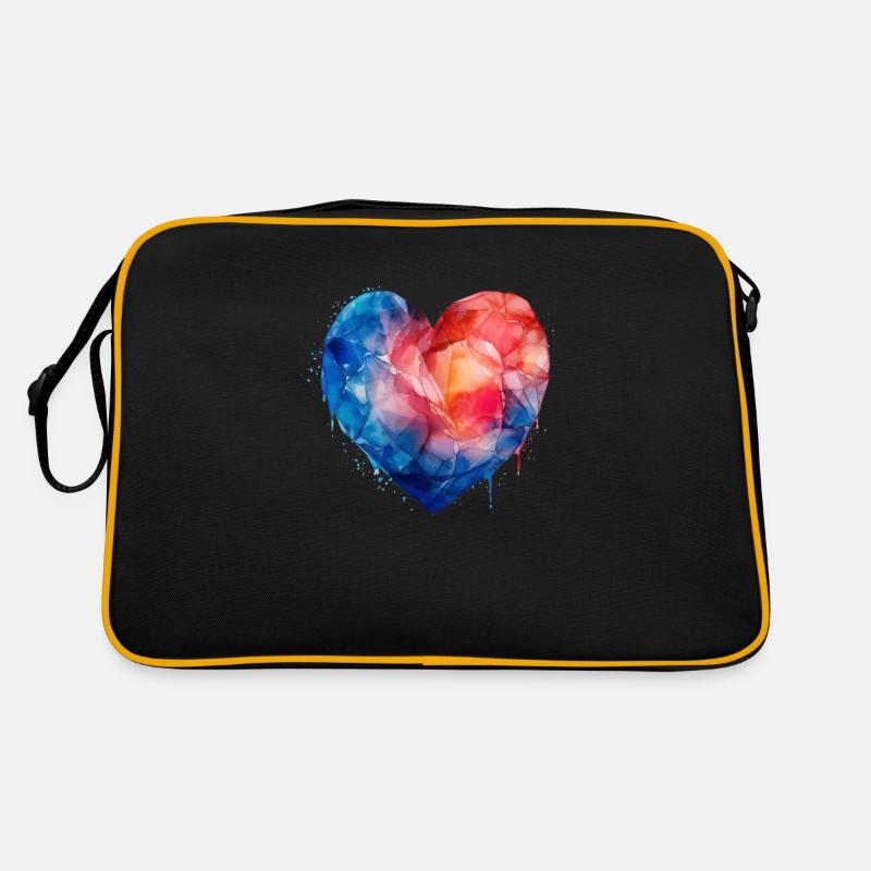 Cœur Bleu-Rouge - Sac Retro - noir/or
