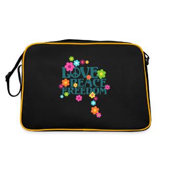 Type Retro Flower Power - Love Peace Freedom 1 - Sac Retro - noir/or - Dos