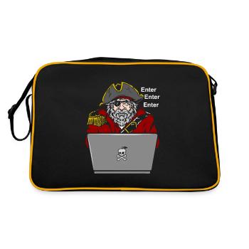 Pirat Notebook Enter - Retro Tasche - Schwarz/Gold - Hinten