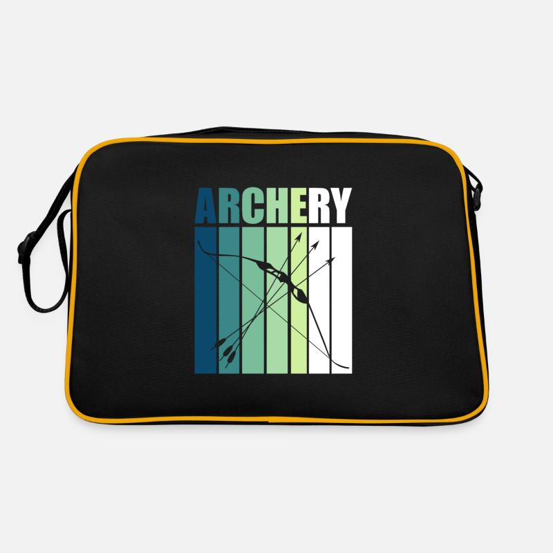 Bogenschiessen Geschenkidee & T-Shirt - Retro Tasche - Schwarz/Gold