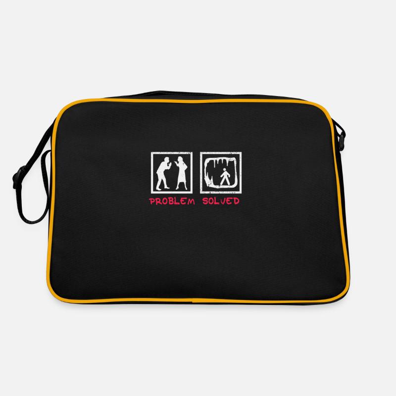 Fun Cave Hiking Shirt & Caving Gift - Retro Bag - black/gold