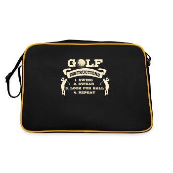 Golf Anleitung Geschenk Golfer T-Shirt - Retro Tasche - Schwarz/Gold - Hinten