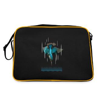 Eisvogel | Geschenk für Vogelliebhaber - Retro Tasche - Schwarz/Gold - Hinten