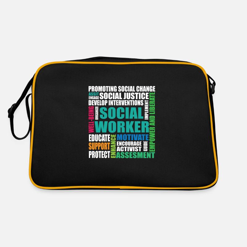 Sozialarbeiter Spruch - Retro Tasche - Schwarz/Gold