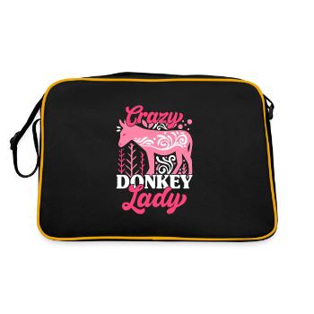 Crazy Donkey Lady Funny Donkey - Retro Tasche - Schwarz/Gold - Hinten