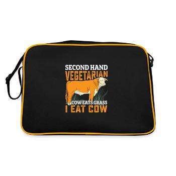 Second Hand Vegetarian Funny Meat Lover Anti Vegan - Retro Bag - black/gold - Back