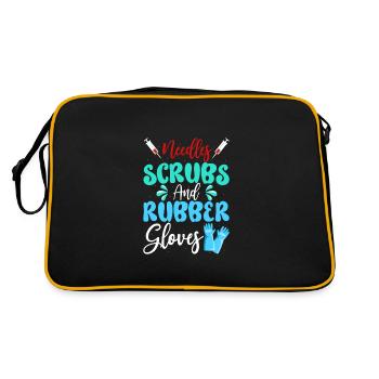 Needles Scrubs Rubber Gloves Phlebotomist Nurse - Retro Bag - black/gold - Back