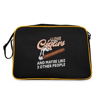 I Love Cigars And 3 People Funny Cigar Lover - Retro Bag - black/gold - Back