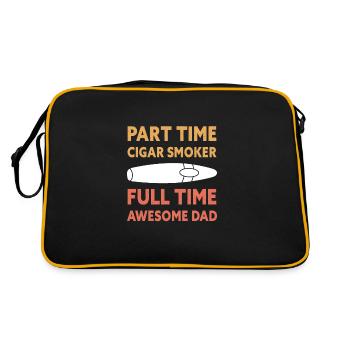 Cigar Smoker Dad Funny Cigar Smoking Father - Retro Tasche - Schwarz/Gold - Hinten