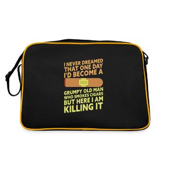 Grumpy Old Man Who Smokes Cigars Funny Cigar - Retro Tasche - Schwarz/Gold - Hinten