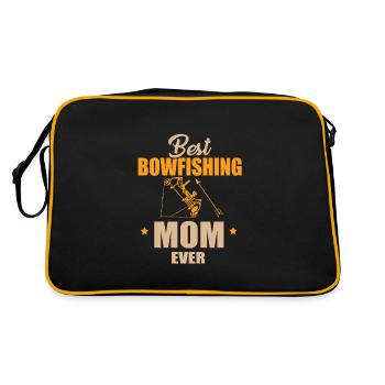 Beste Bogenfischende Mama - Retro Tasche - Schwarz/Gold - Hinten