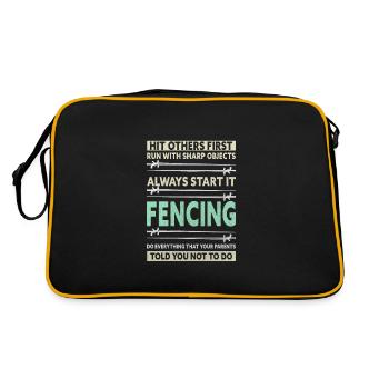 Funny Fencing Saying Fencer - Retro Tasche - Schwarz/Gold - Hinten