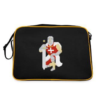 Retro Pixel Ritter - Retro Tasche - Schwarz/Gold - Hinten