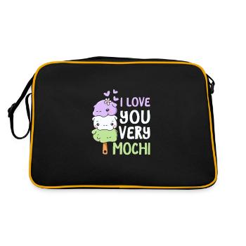 I Love You Very Mochi Funny Japanese Mochi Dessert - Retro Tasche - Schwarz/Gold - Hinten