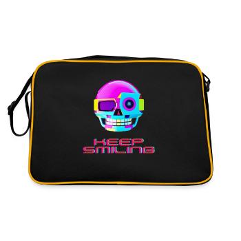 Laughing Robot Skull - Retro Bag - black/gold - Back