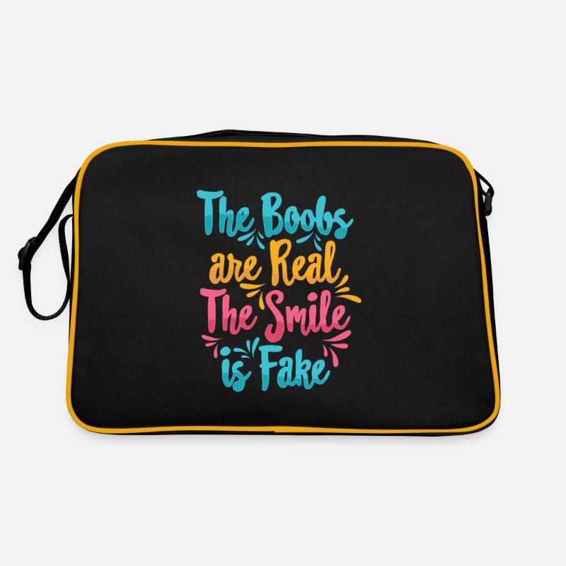 Boobs are real Smile is fake Retro Bag