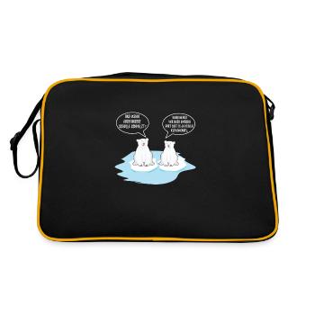 Klimawandel Eisbär Pinguin Spruch schmelzen - Retro Tasche - Schwarz/Gold - Hinten