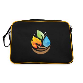 Feuer - Wasser - Erde - Luft - Retro Tasche - Schwarz/Gold - Hinten