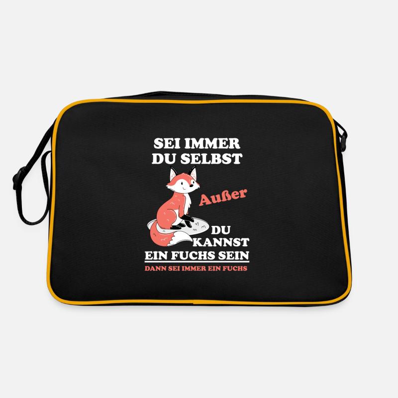 Fuchs Füchse Jungen Mädchen Fuchsfreunde Geschenk - Retro Tasche - Schwarz/Gold