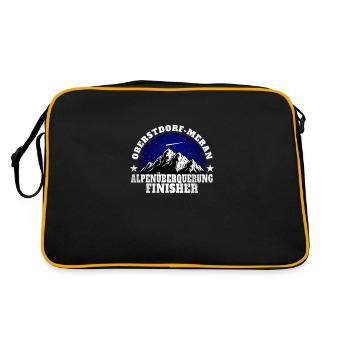Alpenüberquerung E5 Oberstdorf Meran Alpen Berge - Retro Tasche - Schwarz/Gold - Hinten