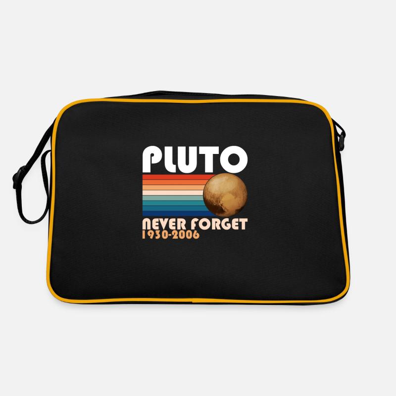 Pluto Never Forget Shirt 1930 - 2006 planets - Retro Bag - black/gold