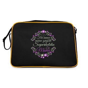 Für immer meine Superheldin Mama Muttertaggeschenk - Retro Tasche - Schwarz/Gold - Hinten