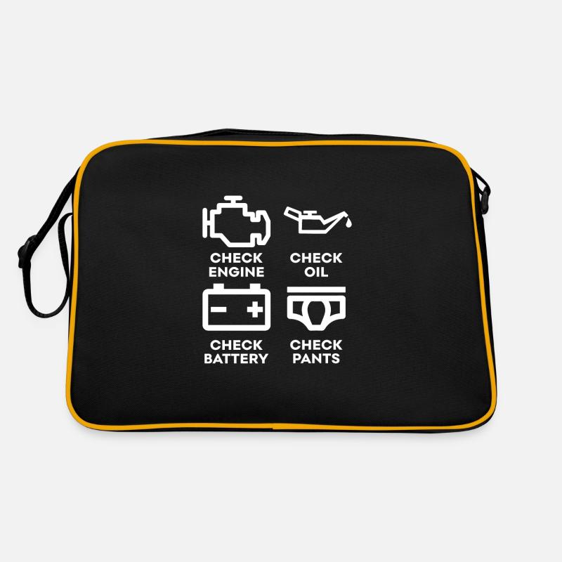 Check engine Geschenk Wagen Autofans Mechaniker - Retro Tasche - Schwarz/Gold