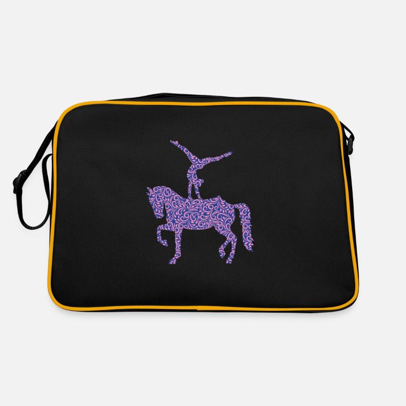 Voltigieren Silhouette Mädchen Reiterin Geschenk - Retro Tasche - Schwarz/Gold