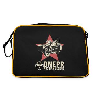 Dnepr Russian Legend Logo Motorradgespann - Retro Tasche - Schwarz/Gold - Hinten
