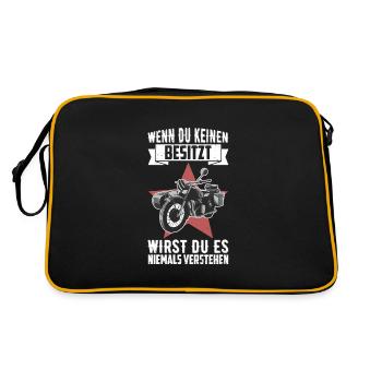 Besitzt Ural Beiwagen Motorradgespann Motorrad - Retro Tasche - Schwarz/Gold - Hinten
