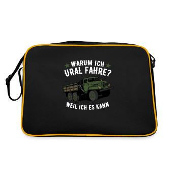 Warum ich ural fahre weil ich es kann URAL USSR - Retro Tasche - Schwarz/Gold - Hinten