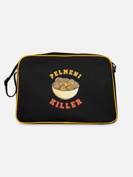 Pelmeni killer Russianlife Russia USSR Küche - Retro Tasche - Schwarz/Gold - Hinten