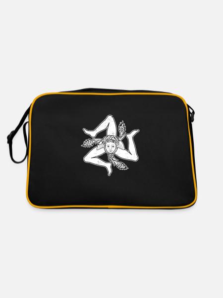 Sicilia Italia Coat of Arms Flag Palermo - Retro Bag - black/gold - Back