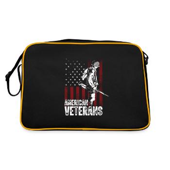 Veteran Zitat Amerikanischer Veteran - Retro Tasche - Schwarz/Gold - Hinten