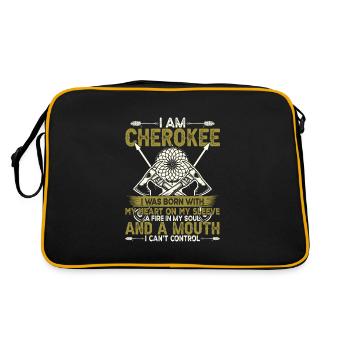 Native American Quote I Am Cherokee - Retro Bag - black/gold - Back