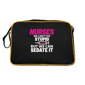 Citation infirmière Infirmières Nous ne pouvons pas réparer stupide - Sac Retro - noir/or - Dos