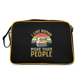 Book Reading Quote I Like Books More Than - Retro Bag - black/gold - Back