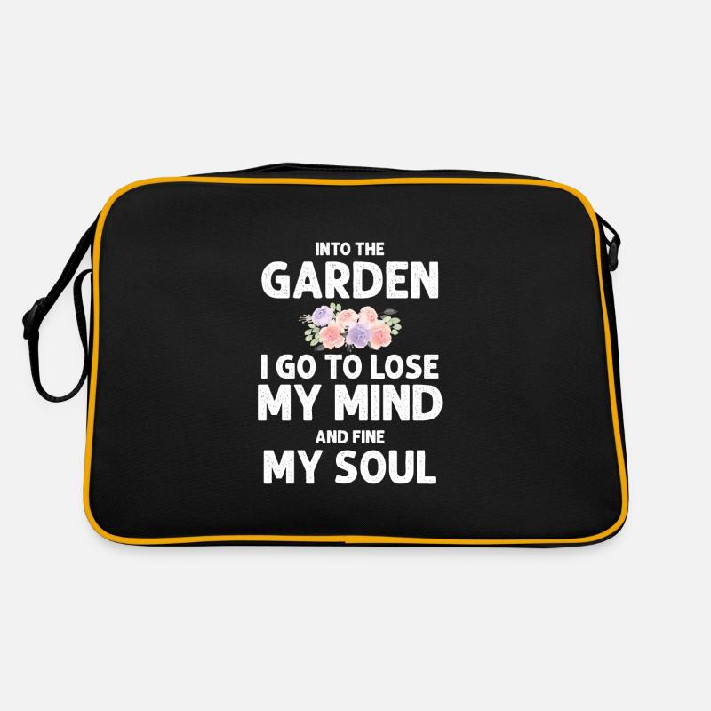 Gartenzitat in den Garten Ich gehe Retro Tasche