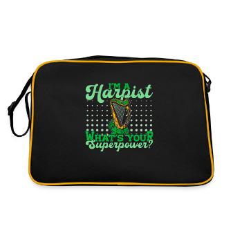 Harpe, harpiste, instrument celtique pincé, musique - Sac Retro - noir/or - Dos