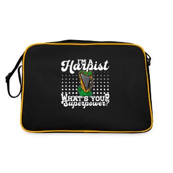 Harpe, harpiste, instrument celtique pincé, musique - Sac Retro - noir/or - Dos