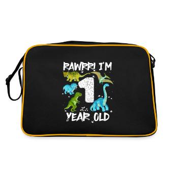 A 1 year 1st birthday 1 year old, dinosaur - Retro Bag - black/gold - Back