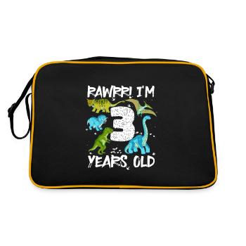Three 3 years 3rd birthday 3 years, dinosaur - Retro Bag - black/gold - Back