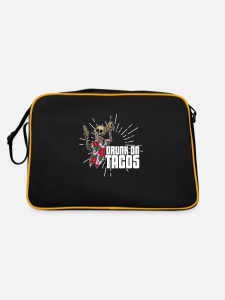Mexiko Taco Sommer Skeleton Urlaub Tequila - Retro Tasche - Schwarz/Gold - Hinten