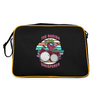 Gesundes Essen Rettich Vegan Spruch Bio Salat - Retro Tasche - Schwarz/Gold - Hinten